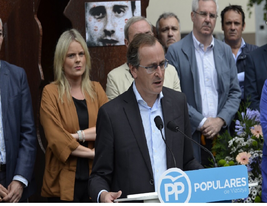 El presidente del PP vasco, Alfonso Alonso durante su discurso